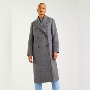 Levi’s Blair Western Herringbone Wool Longline Overcoat Gray Size M NWT